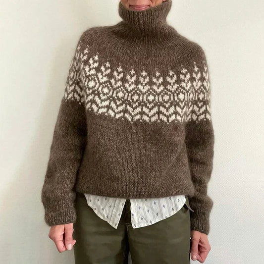 Jane – Varm, mönstrad turtlenecktröja