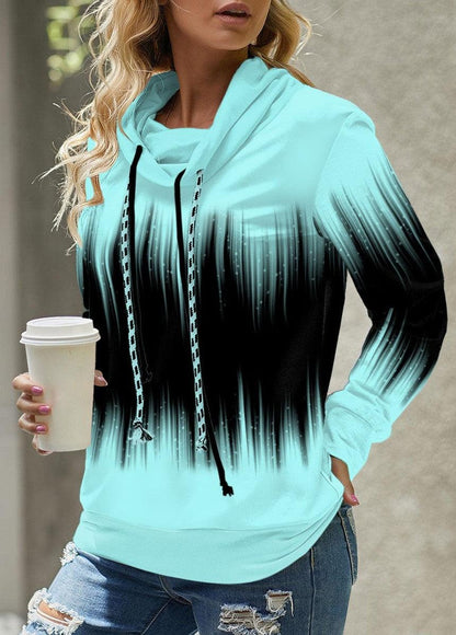 Aqua & Black Ombre Hooded Sweatshirt med dragsko