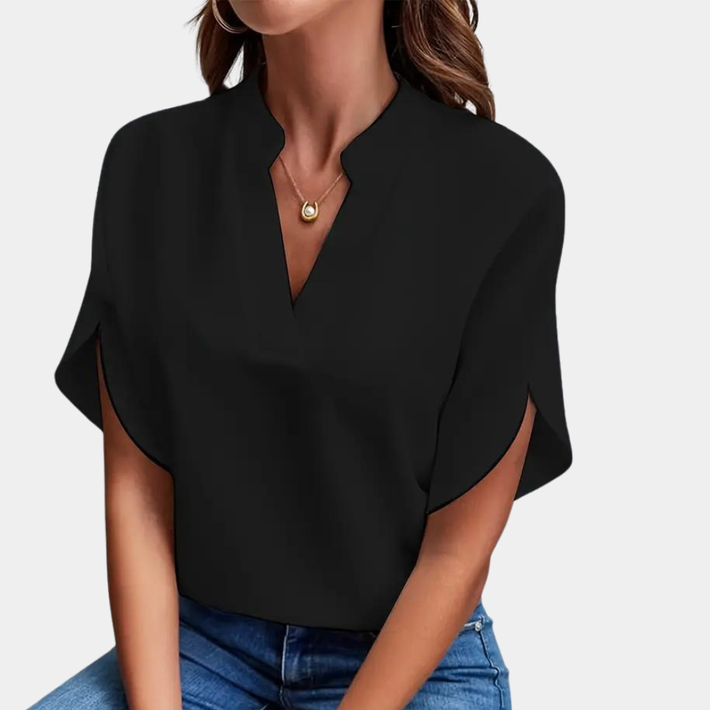 Aiva – Elegant blus med kort ärm